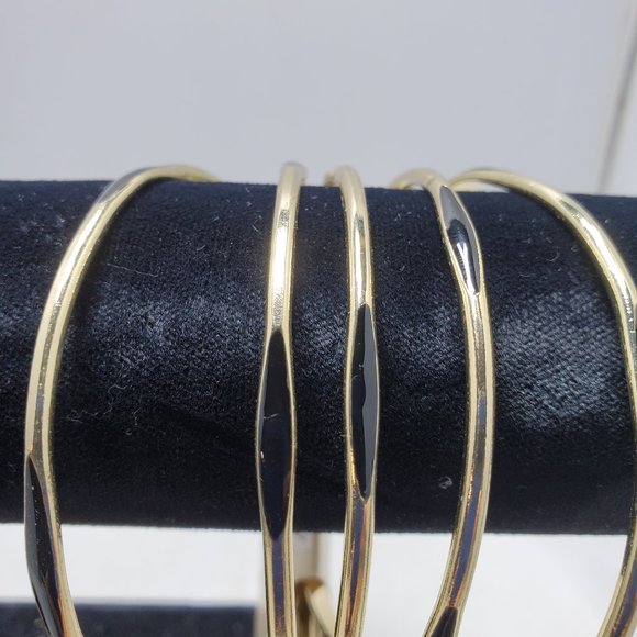 Mystique 5pc gold with black bangle bracelet set - Picture 4 of 5